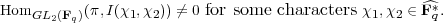HomGL2(Fq)( π,I(χ1,χ2)) ⁄= 0 for some characters χ1,χ2 ∈ ^F*q.
