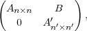 (             )
  An×n    B
   0    A ′     ,
          n′×n′
