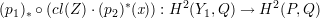 * 2 2
(p1)* ∘ (cl(Z) ⋅(p2)(x)) : H (Y1,Q ) → H (P, Q)