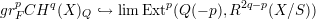 grpFCHq (X )Q `→ lim Extp(Q (- p),R2q-p(X ∕S))