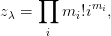      ∏      mi
zλ =    mi!i  ,
      i
       