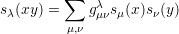          ∑
sλ(xy) =    gλμνsμ(x)sν(y)
         μ,ν
     
