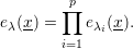 ∏p
eλ(x) = eλi(x).
i=1