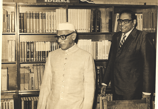 His Excellency Sadiq Ali, Governor of Tamil Nadu visits Library along with Prof.Alladi Ramakrishnan during the 19th Anniversary symposium on 17 January 1981