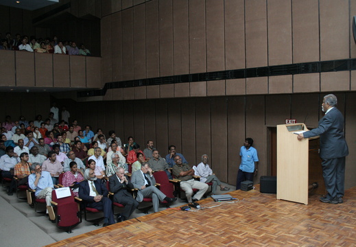 Prof. E.C.George Sudarshan giving a speech during the Albert Einstein Annus Mirabilis Centennial Public Lectures at IMSc  on 10-11 January 2007