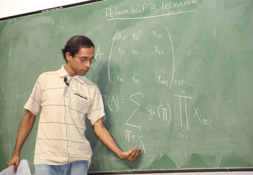 Dr.Partha Mukhopadhyay (CMI) Giving the talk on "Determinant and Permanent"
