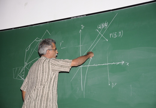 Prof. Parameshwaran Sankaran giving a lecture on "Coordinate Geometry" at the "Mathematics Workshop for Chennai Corporation School Teachers" during 10-11 August 2012
