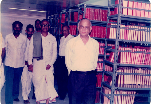 P. K. Iyengar and K. Anbazhagan visiting IMSc library during the inaugural ceremony of hostel cum guest house complex on 28 April 1990
