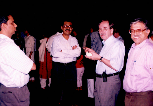 (L-R):  Rahul Sinha, N D Hari Dass and Gerars 't Hooft having refreshment at the  lecture by Prof. Gerard ’t Hooft during his visit on 9 January 2003.
