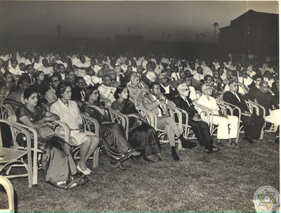 The audience at the 8th Anniversary Symposium in the Taramani campus against a strikingly open landscape in 1970.