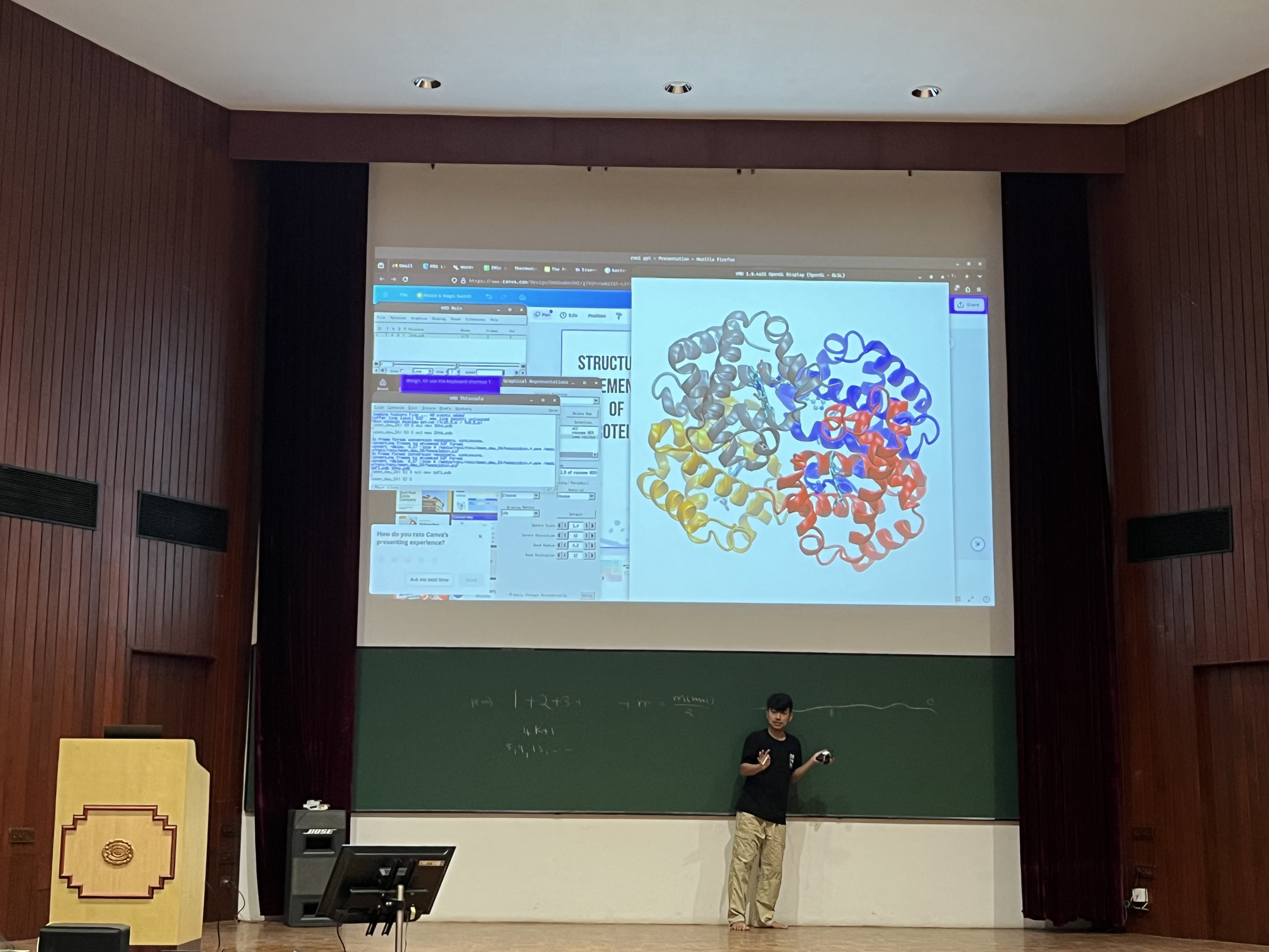 Photo: Bharti, Roni Saiba spoke about the protein folding problem, where a single protein sequence can fold into a complex three-dimensional structure.