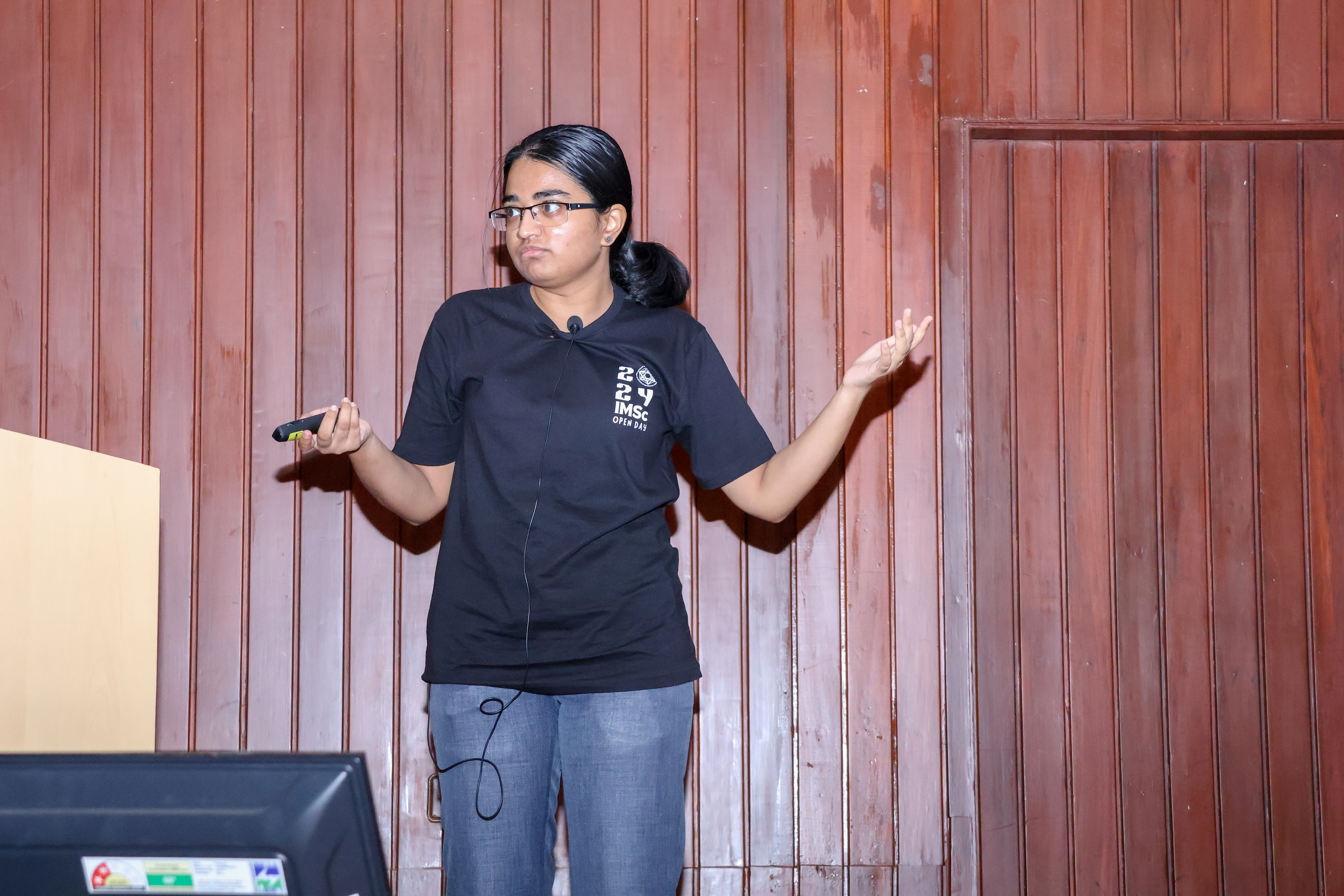 Photo: Siva, IMSc Media, Manika spoke about the various efforts to prove this open problem in mathematics.