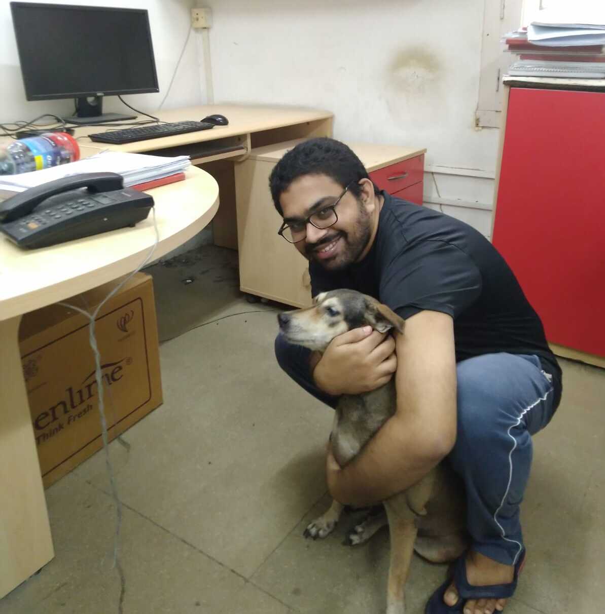 Sruthy, Anupam and Kiddo, were among the very few who stayed on campus during the pandemic. “I wrote my thesis during Covid so our full focus was on Kiddo.” Sruthy says. (Photo: Anupam)