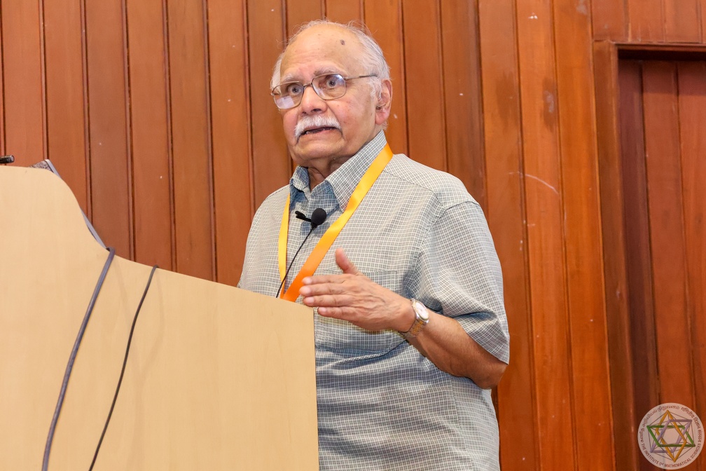 Bal presenting a talk during the Alladi Ramakrishnan Centenary Conference, December 2023. (Source: IMSc Archives)