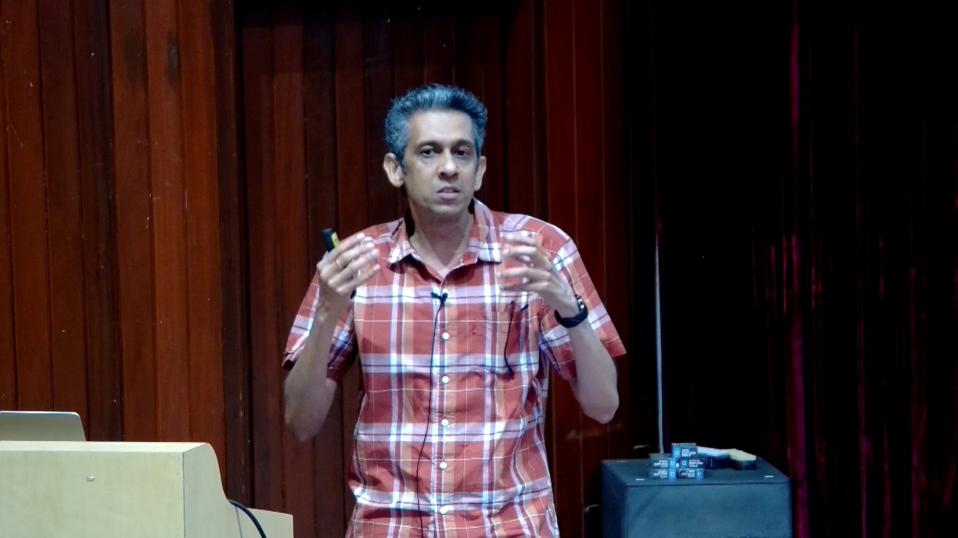 KG Arun from CMI, Chennai, spoke about studying the death of stars in his talk titled 'Ripples in spacetime: LIGO and the late universe’. (Photo: IMSc Media)