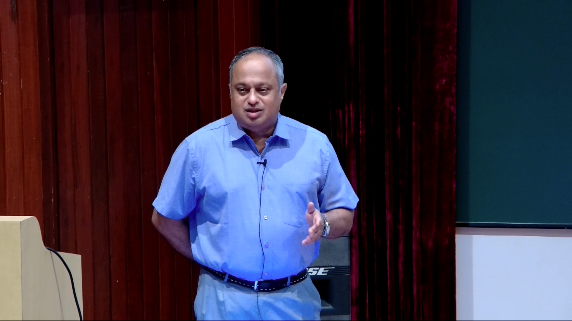 L Sriramkumar from IIT Madras, spoke about the history of the universe in his talk ‘Mapping the Cosmos: General Relativity and the Timeline of the Universe’. (Photo: IMSc Media)