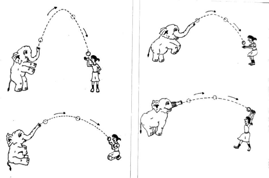 In this illustration by former student Madhushree Basu, Lakshmi explains a parabola to Vikram.