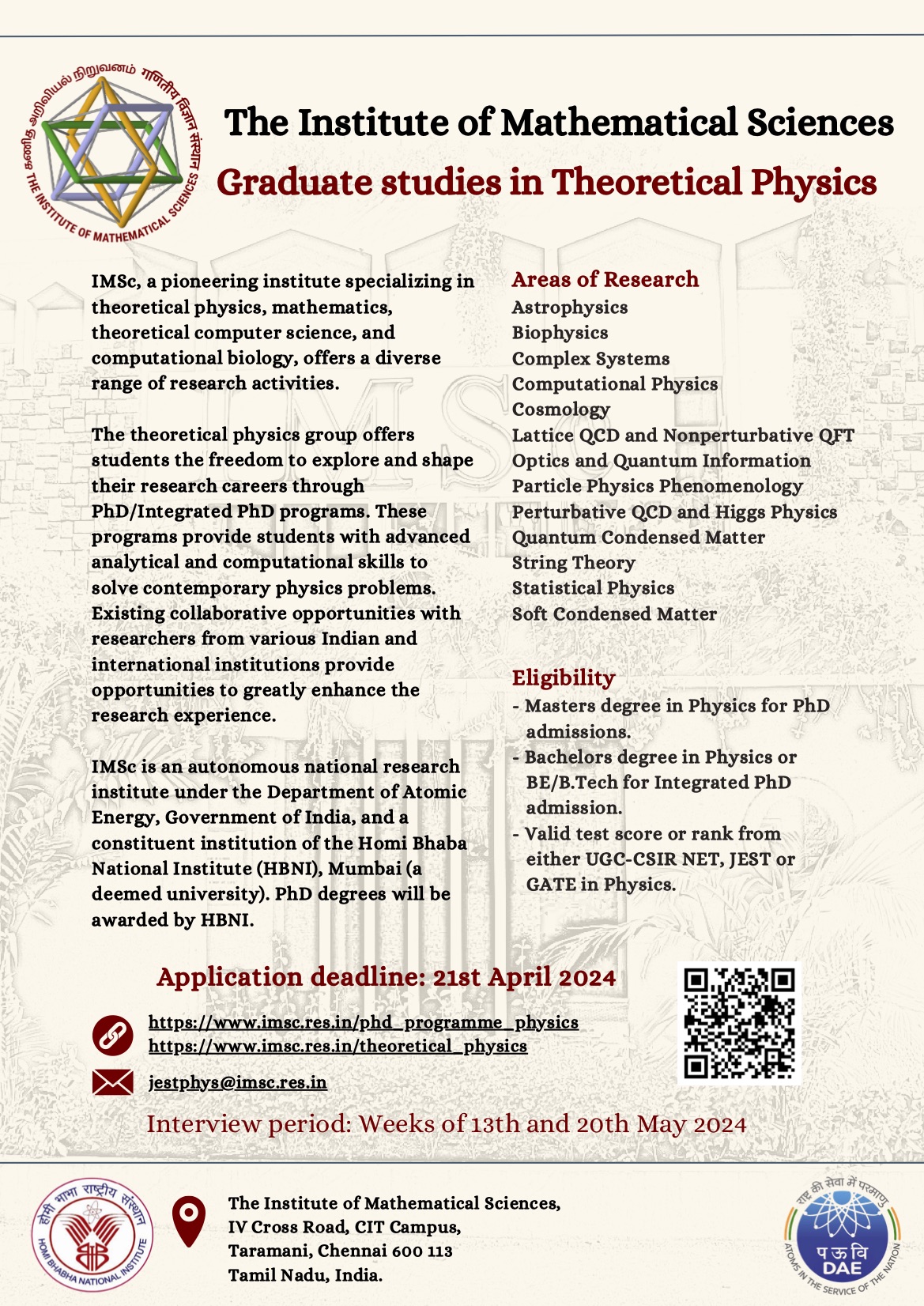 Ph.D. and Integrated Ph.D. programs in physics | The Institute of 