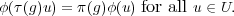 φ(τ(g)u) = π(g)φ(u) for all u ∈ U.
