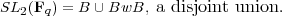 SL2(Fq) = B ∪ BwB,  a disjoint union.
