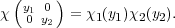   (y  0)
χ  01y2  = χ1(y1)χ2(y2).
