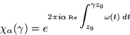 \begin{displaymath}\chi_{ \alpha } ( \gamma ) = e^{ 2 \pi i \alpha \: \mbox{\tin...
...\displaystyle \int_{ z_0 }^{ \gamma z_0 }} \omega (t) \: d t
} \end{displaymath}